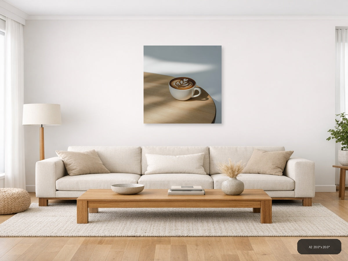 Minimalist Latte Art Coffee Cup Wall Art — A2 / Living Room