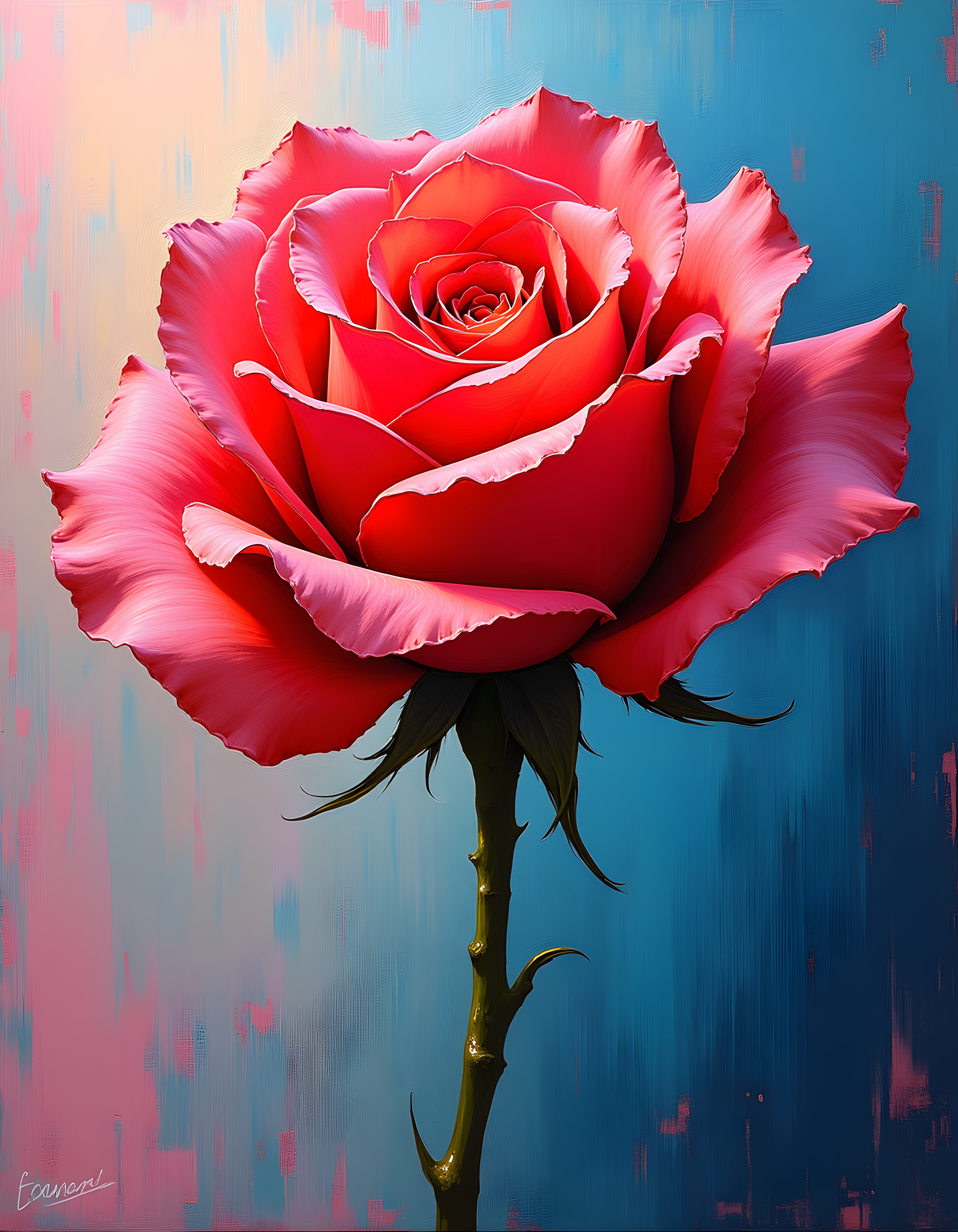 Red Rose Abstract Modern Painting Wall Art