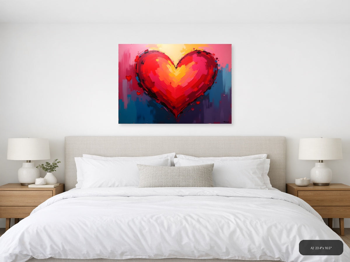 Bold Red Heart Abstract Painting - Modern Wall Art — A2 / Bedroom