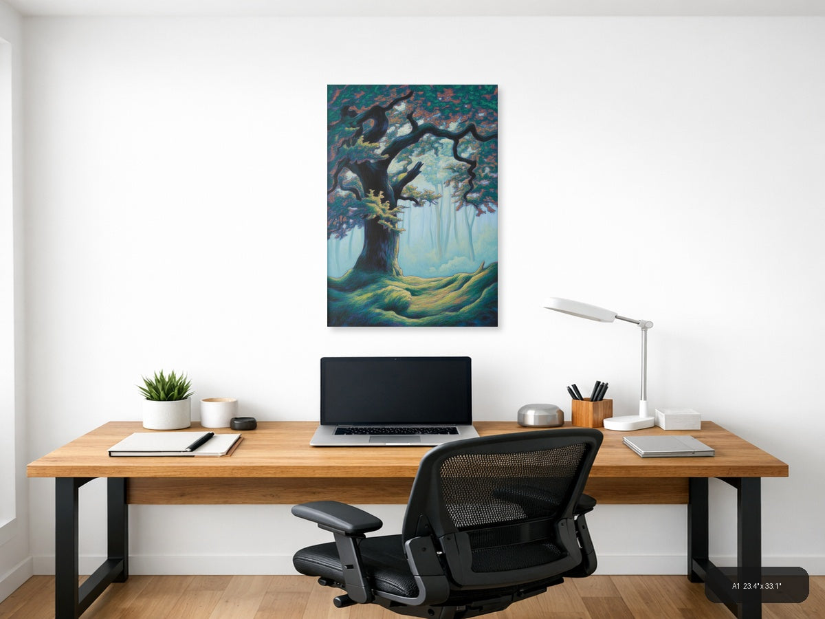 Ancient Twisted Tree Forest Landscape Abstract Wall Art — A1 / Office