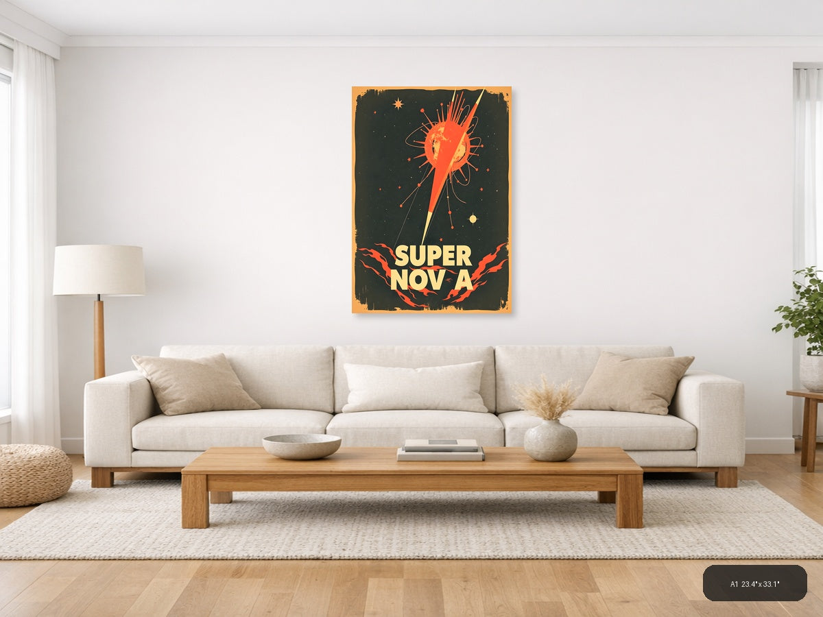 Supernova Vintage Space Explosion Wall Art — A1 / Living Room