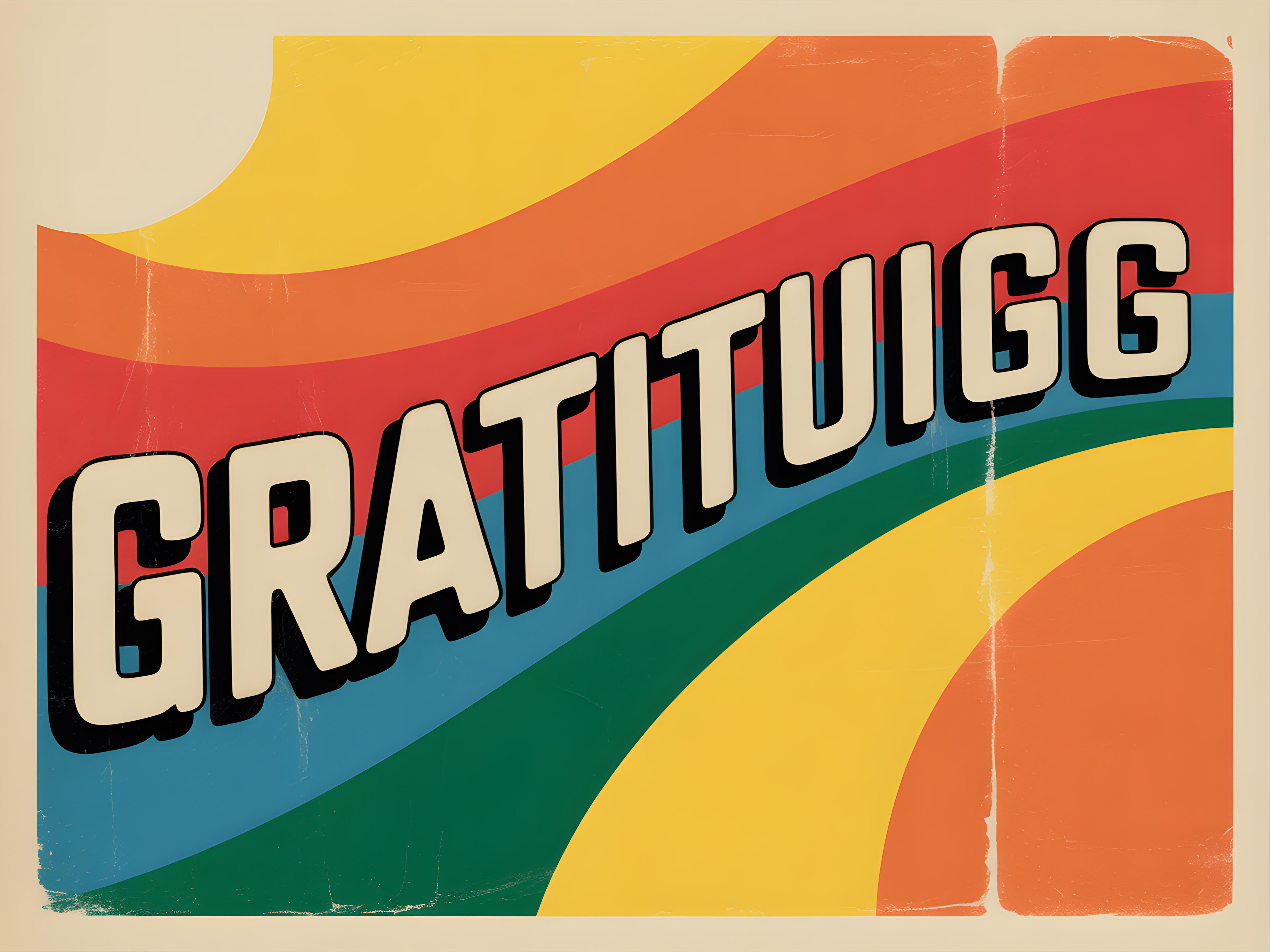 Gratitugg Vintage Retro Rainbow Waves Wall Art