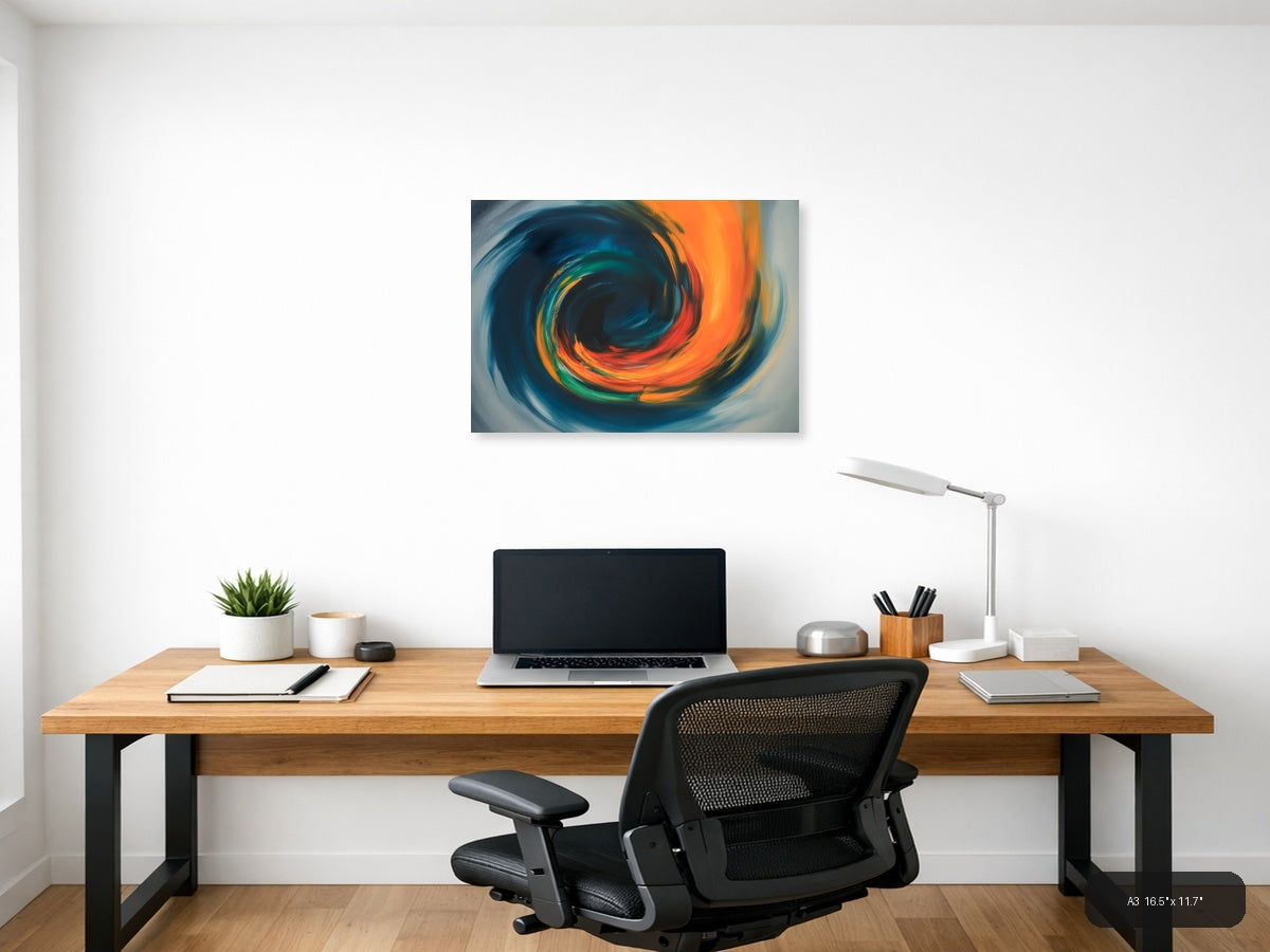Vibrant Abstract Spiral Motion Modern Wall Art — A3 / Office