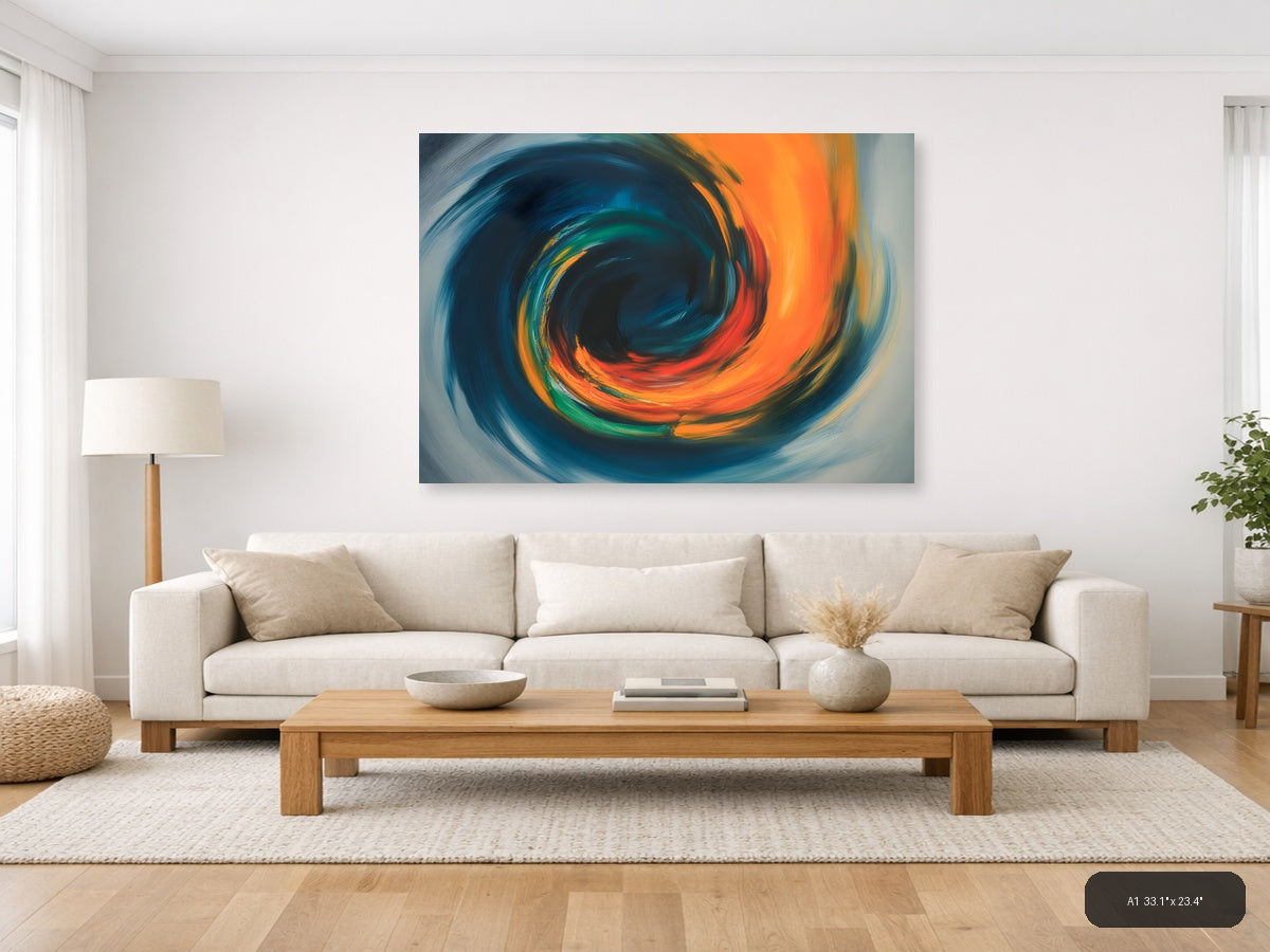 Vibrant Abstract Spiral Motion Modern Wall Art — A1 / Living Room