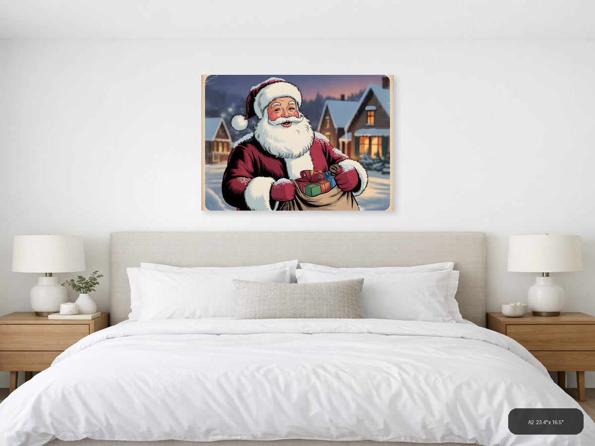 Vintage Santa Claus Christmas Holiday Wall Art — A2 / Bedroom