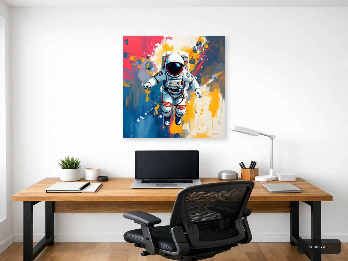 Astronaut in Space Abstract Colorful Wall Art — A1 / Office