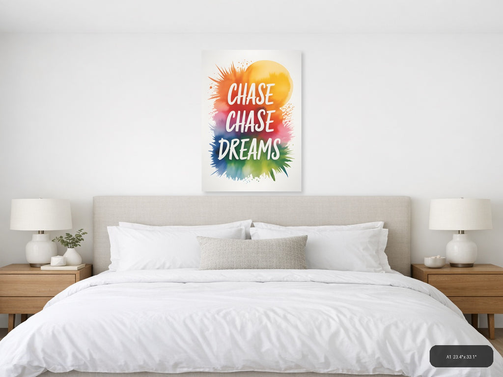 Chase Chase Dreams Watercolor Inspirational Wall Art — A1 / Bedroom