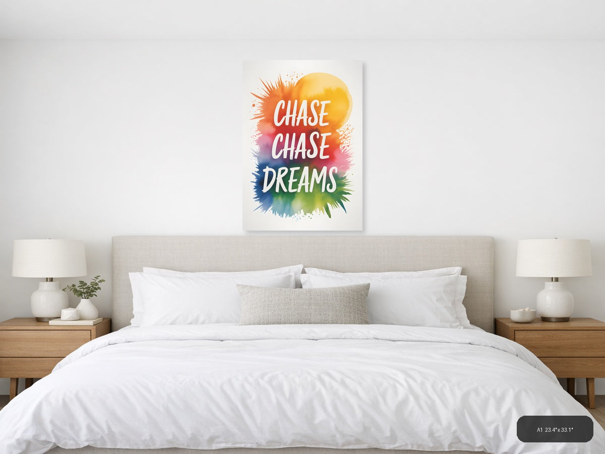 Chase Chase Dreams Watercolor Inspirational Wall Art — A1 / Bedroom