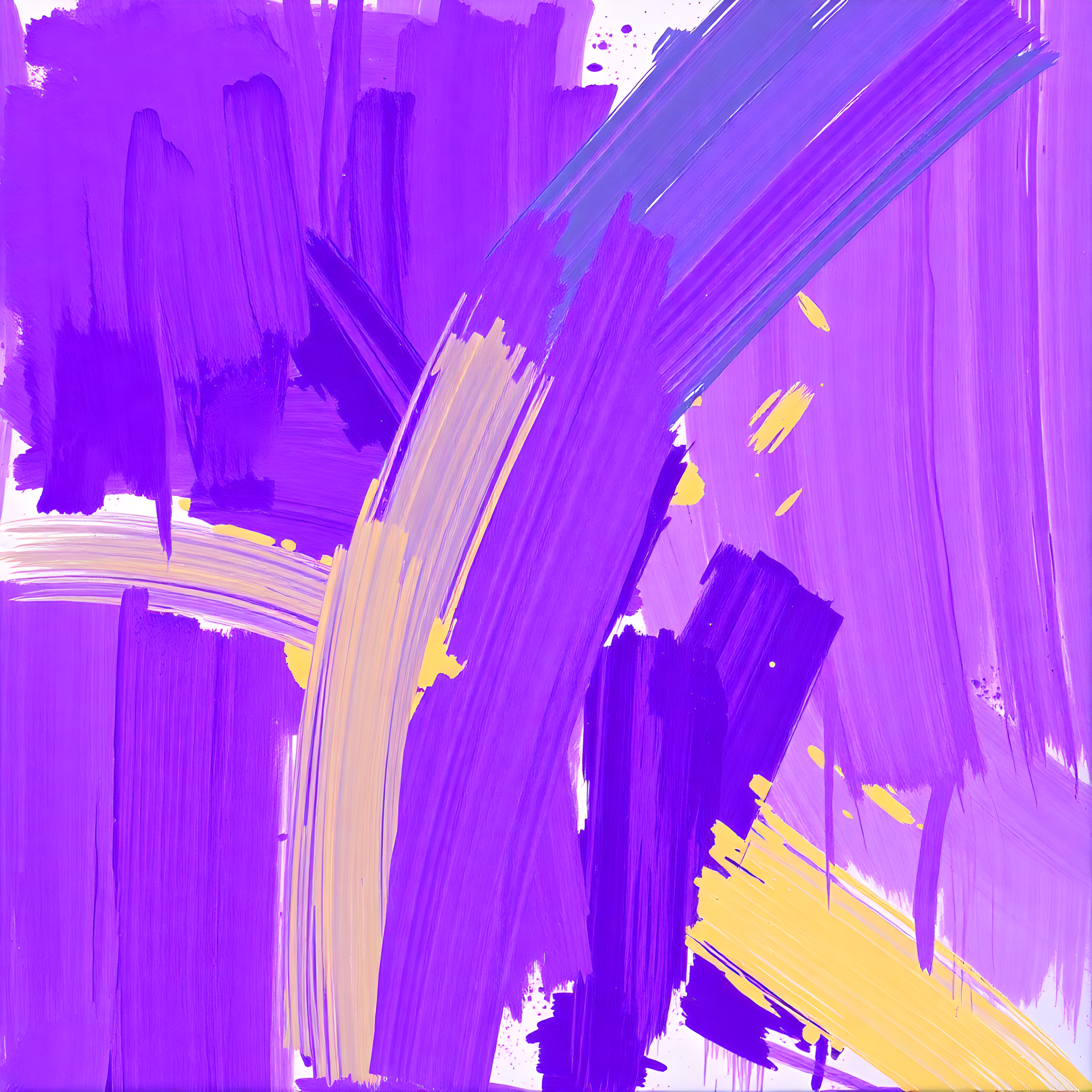 Vibrant Purple & Yellow Abstract Brushstroke Wall Art