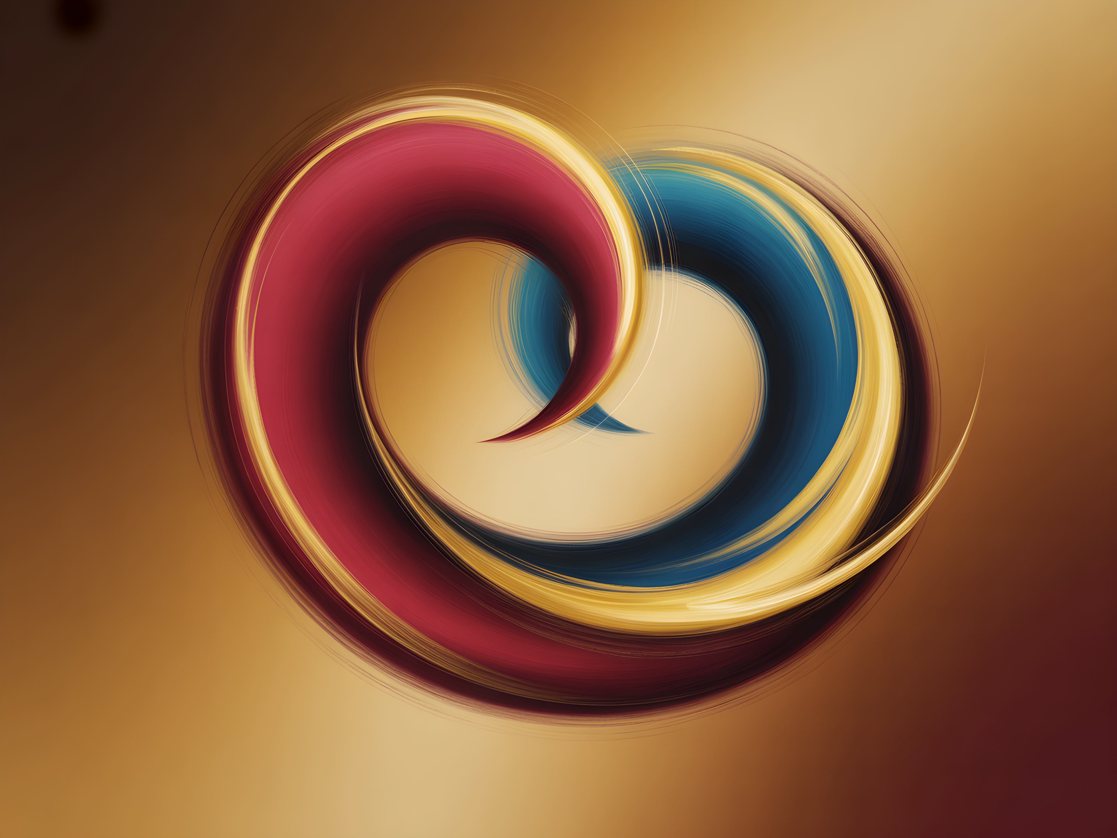 Abstract Swirling Rings in Red & Blue - Modern Wall Art