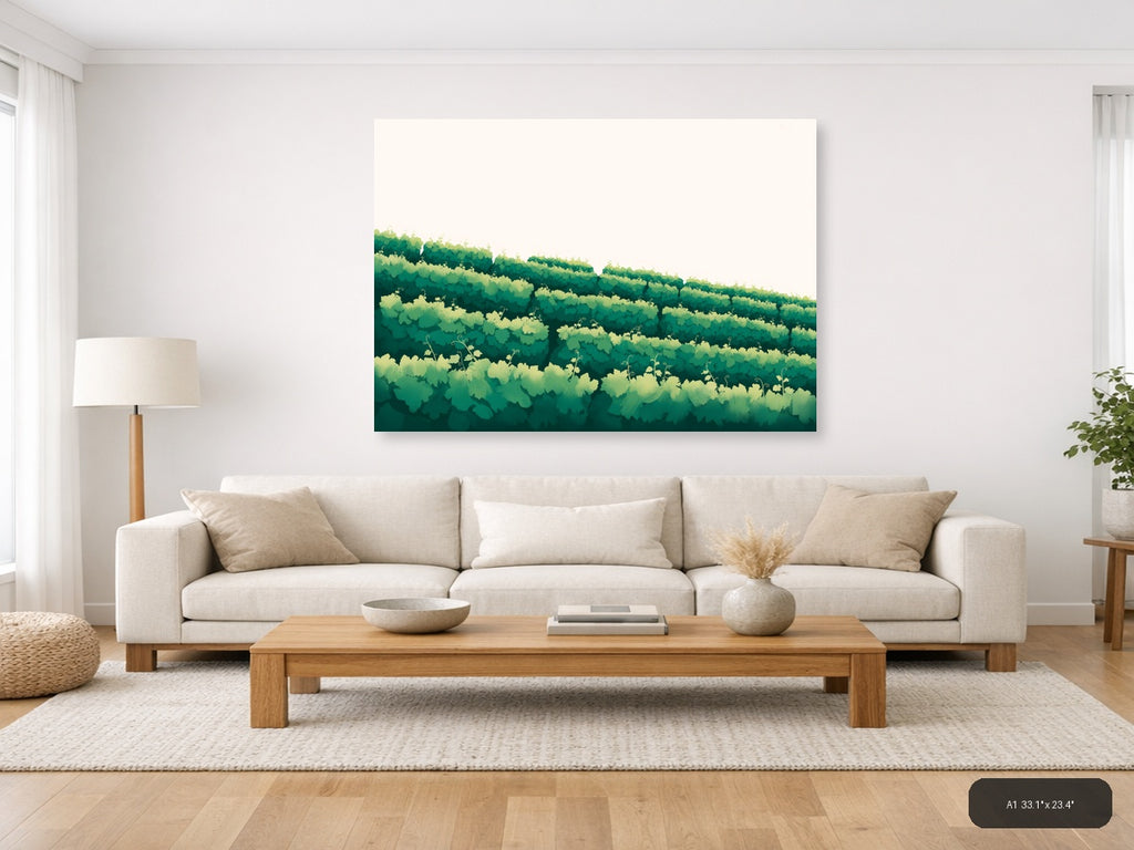 Minimalist Green Forest Landscape Layers Wall Art — A1 / Living Room