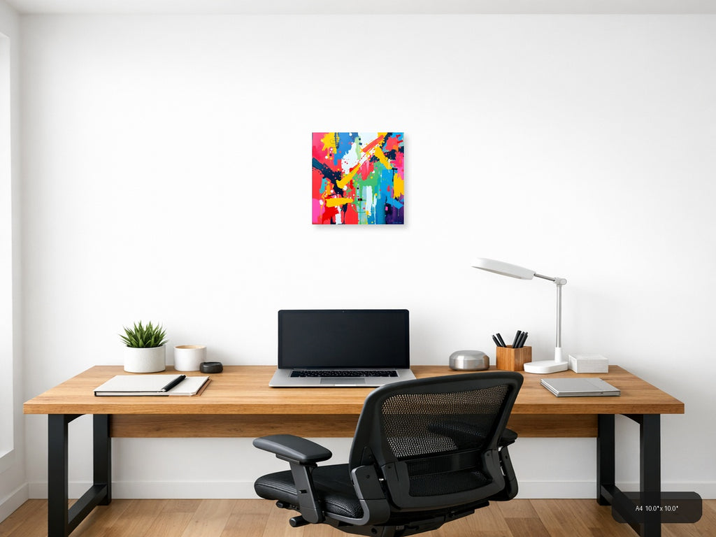 Vibrant Abstract Splash Pop Art Wall Art — A4 / Office