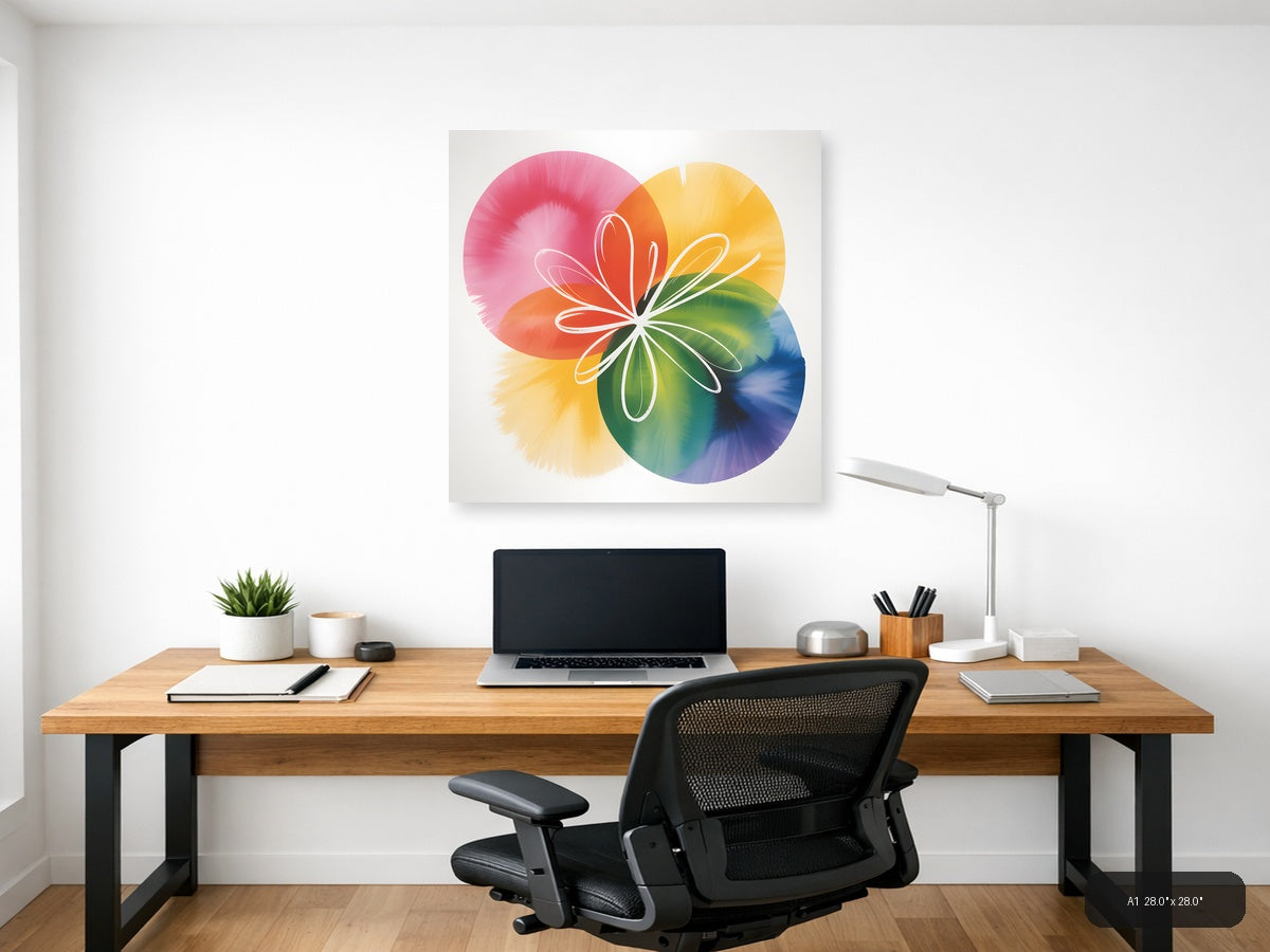 Colorful Watercolor Flower Petals Abstract Wall Art — A1 / Office