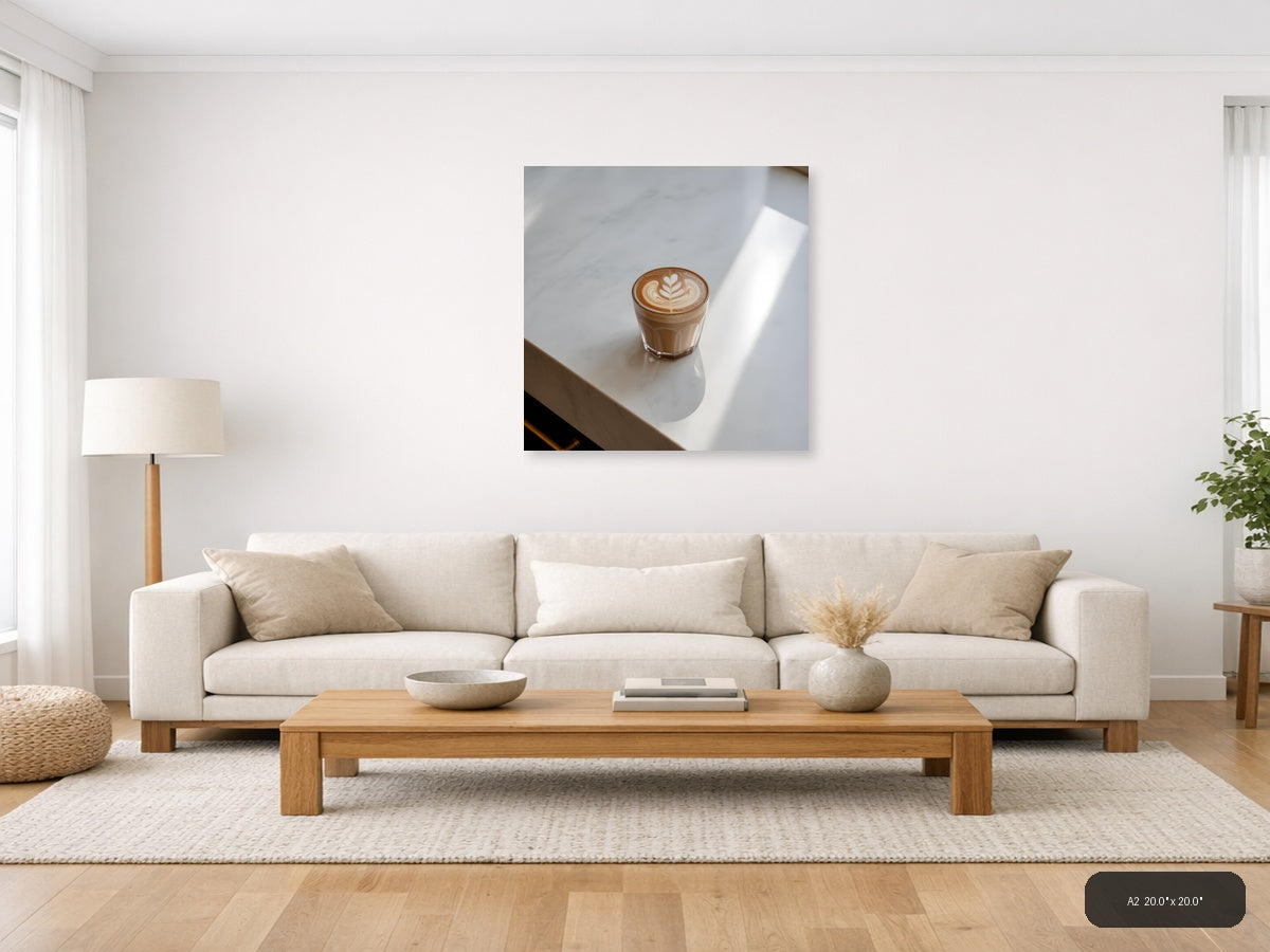 Minimalist Coffee Cup Latte Art Wall Art — A2 / Living Room