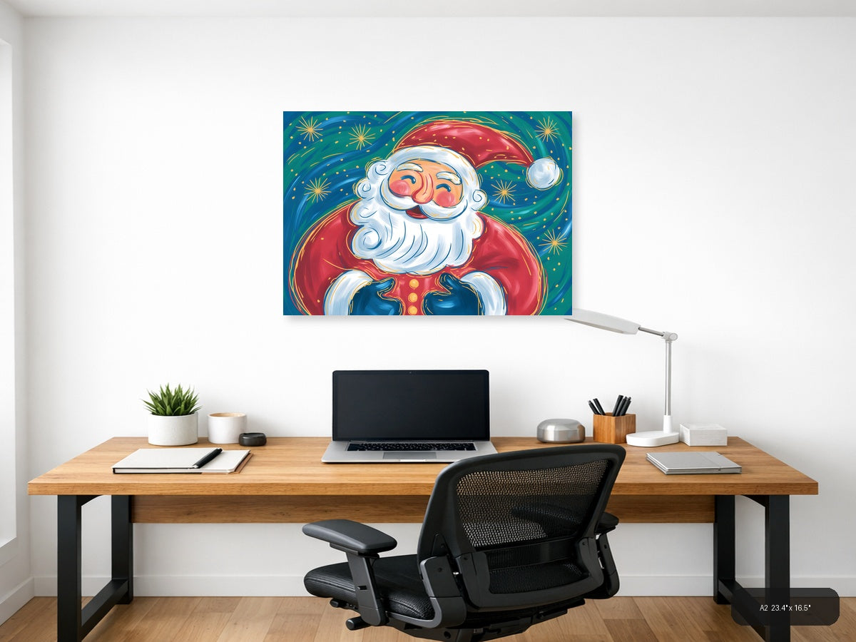Jolly Santa Claus Abstract Colorful Wall Art — A2 / Office