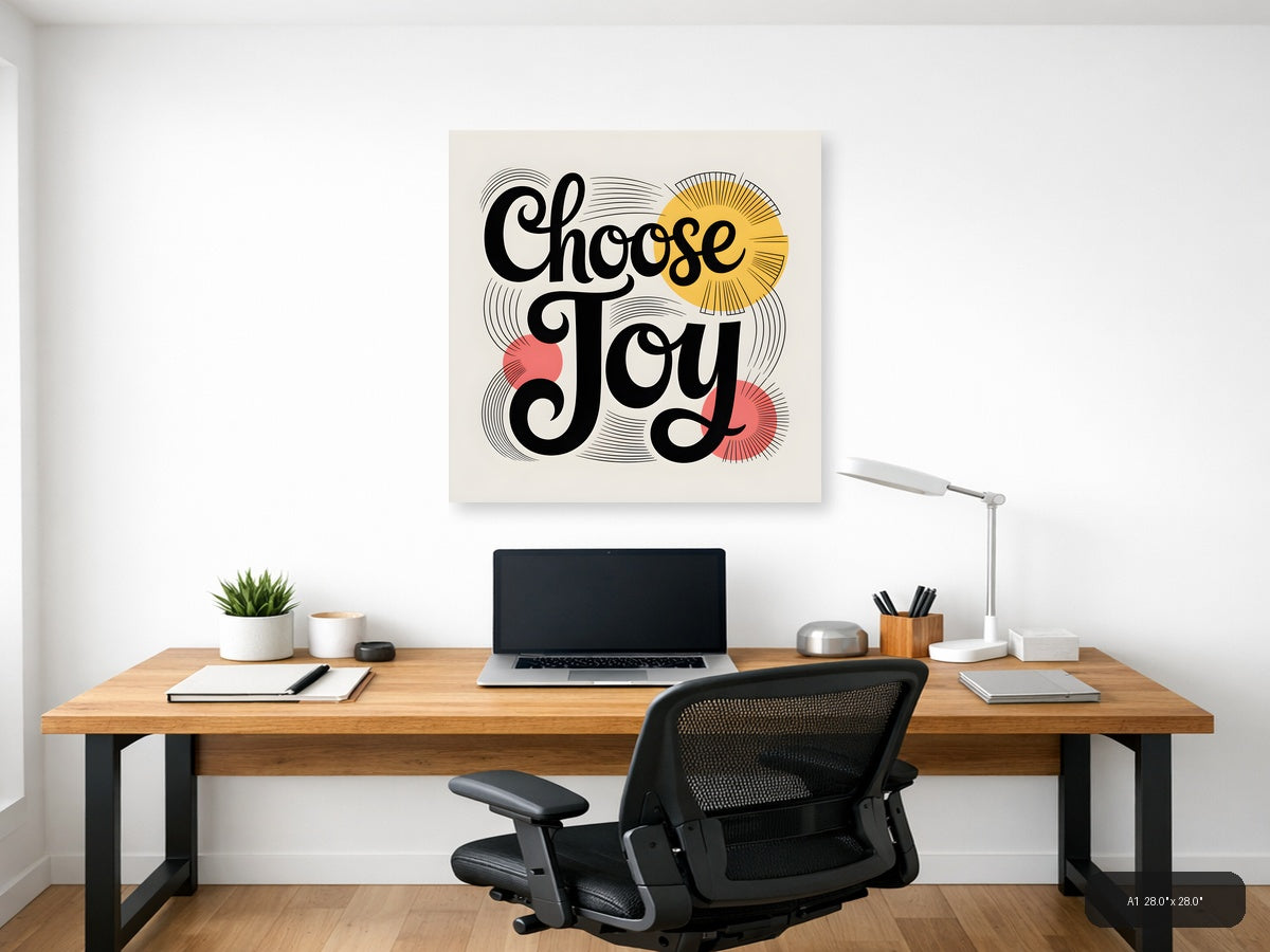 Choose Joy Line Art with Sun and Flowers Wall Art — A1 / Office