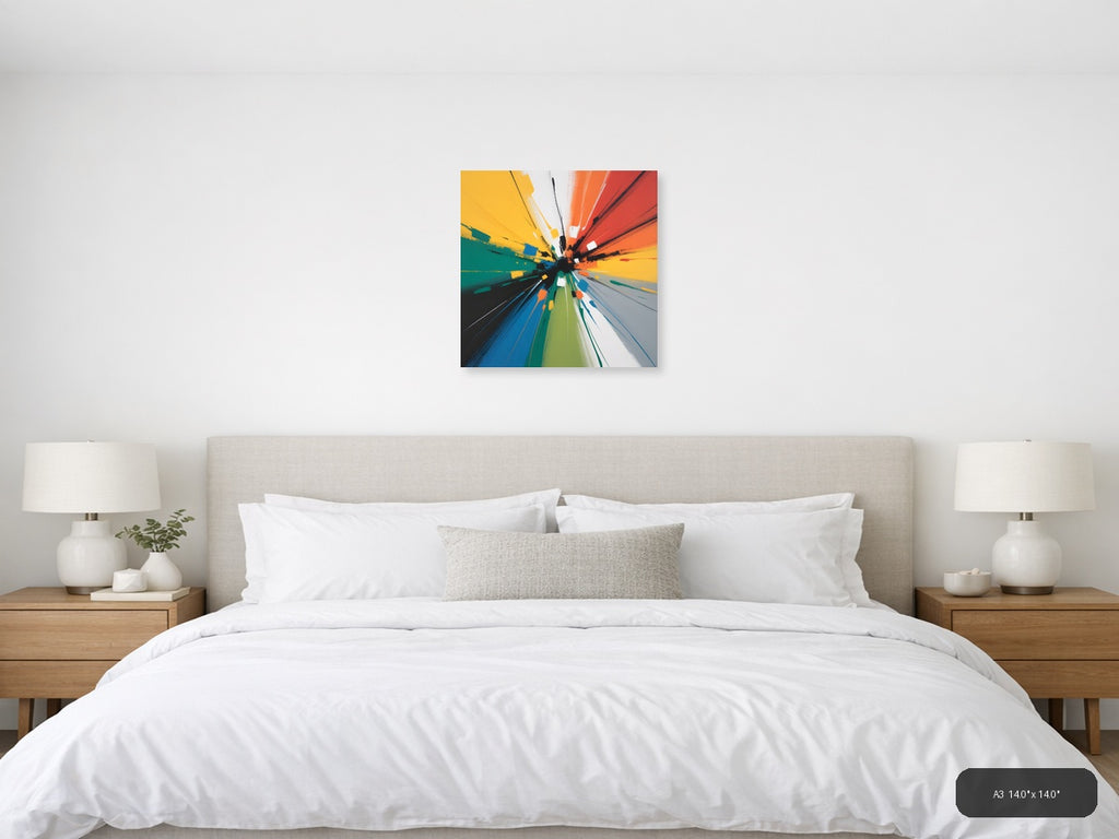 Vibrant Radiant Abstract Burst Multicolor Wall Art — A3 / Bedroom