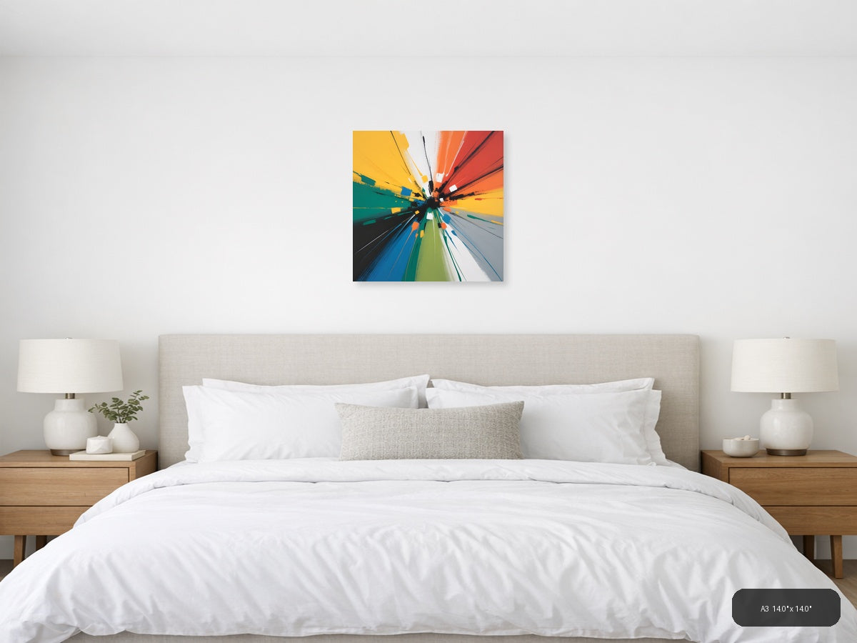 Vibrant Radiant Abstract Burst Multicolor Wall Art — A3 / Bedroom