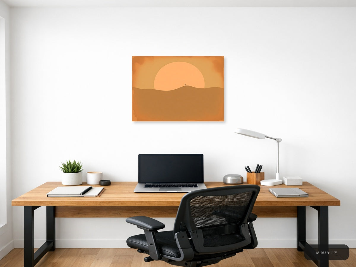 Vintage Desert Sunset Silhouette Wall Art — A3 / Office