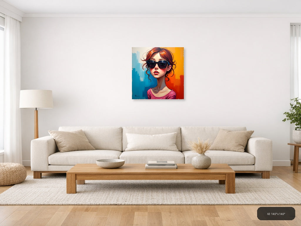 Modern Pop Art Woman with Sunglasses Urban Wall Art — A3 / Living Room