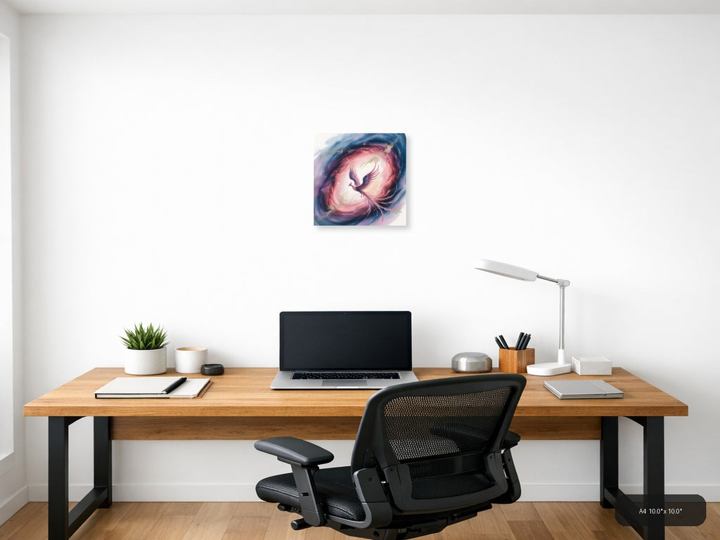 Mystical Phoenix Rising Watercolor Wall Art — A4 / Office