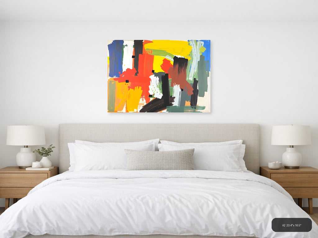 Vibrant Abstract Expressionist Composition Wall Art — A2 / Bedroom