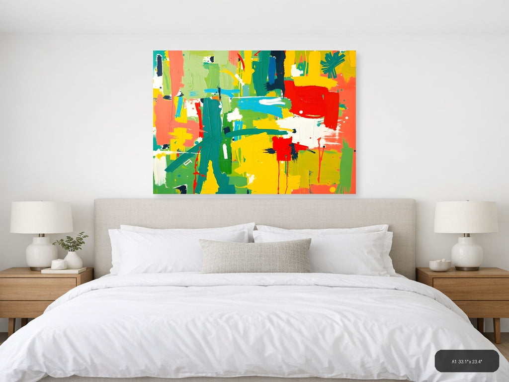 Vibrant Abstract Expressionist Landscape Wall Art — A1 / Bedroom