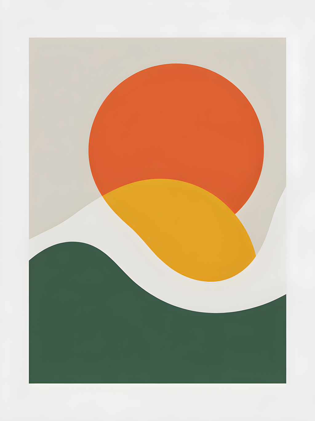 Minimalist Sunset Landscape with Circle and Wave Wall Art