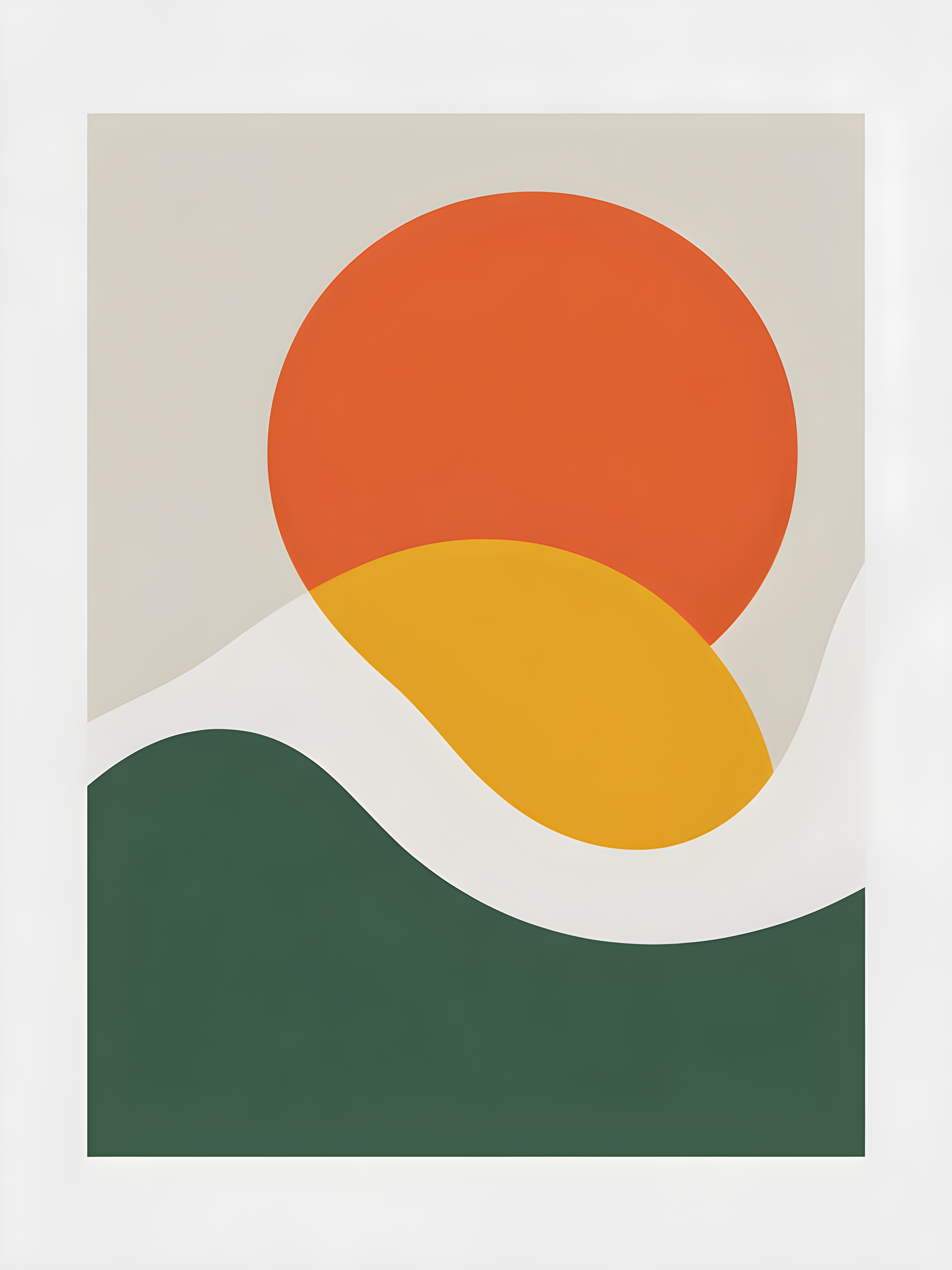 Minimalist Sunset Landscape with Circle and Wave Wall Art