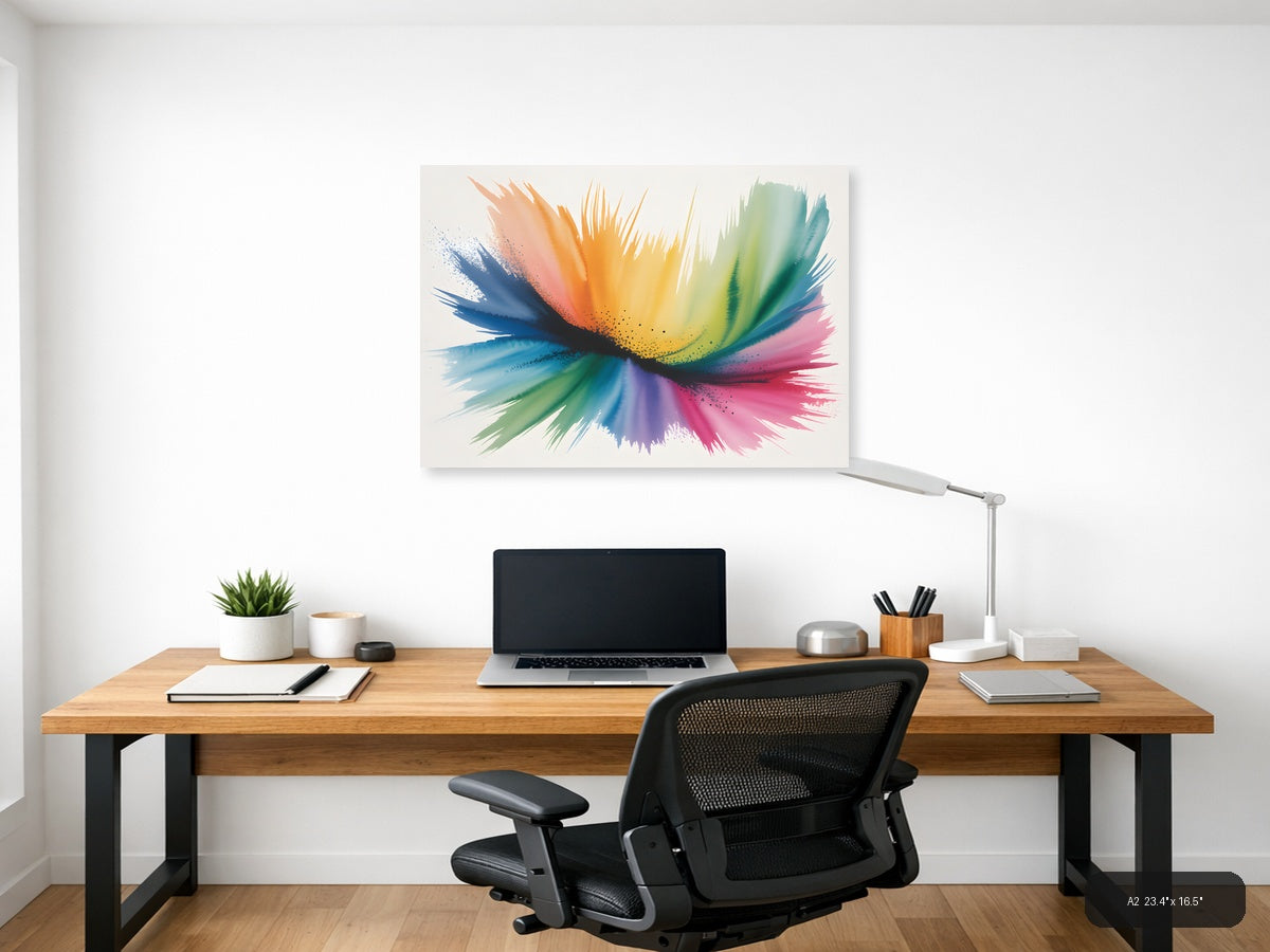 Rainbow Watercolor Splash Abstract Wall Art — A2 / Office