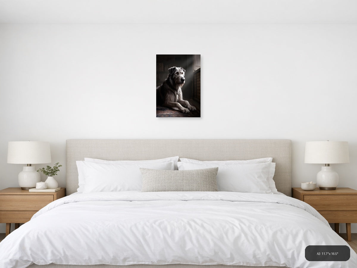 Dignified Dog Portrait in Library - Photography Wall Art — A3 / Bedroom