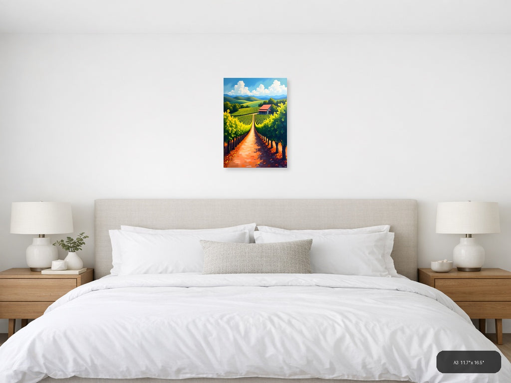 Vineyard Path Landscape Abstract Wall Art — A3 / Bedroom