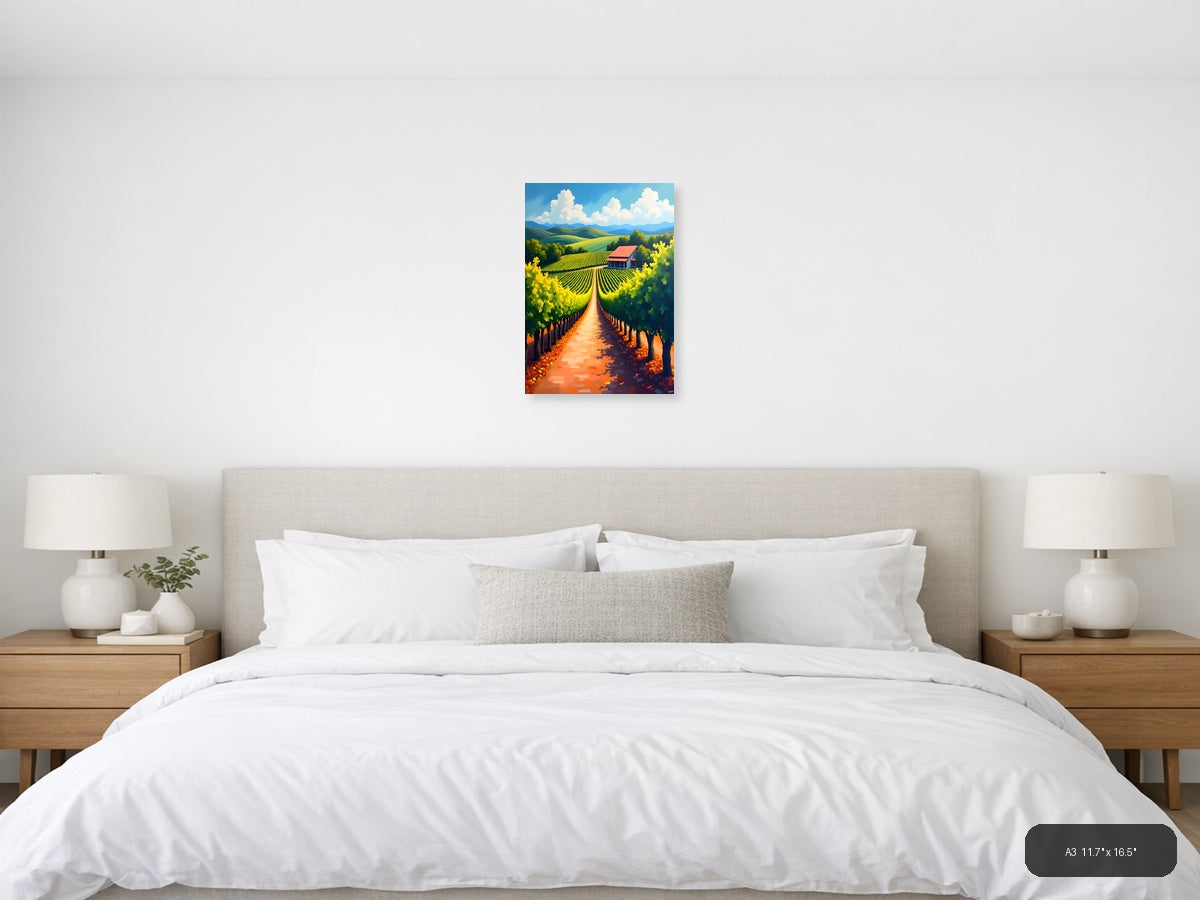 Vineyard Path Landscape Abstract Wall Art — A3 / Bedroom