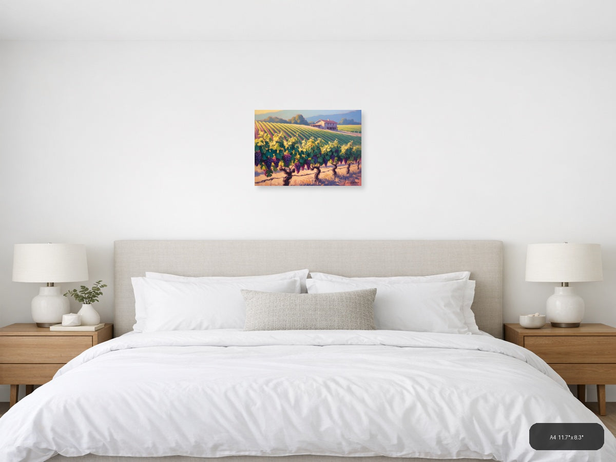 Vibrant Vineyard Landscape Abstract Wall Art — A4 / Bedroom