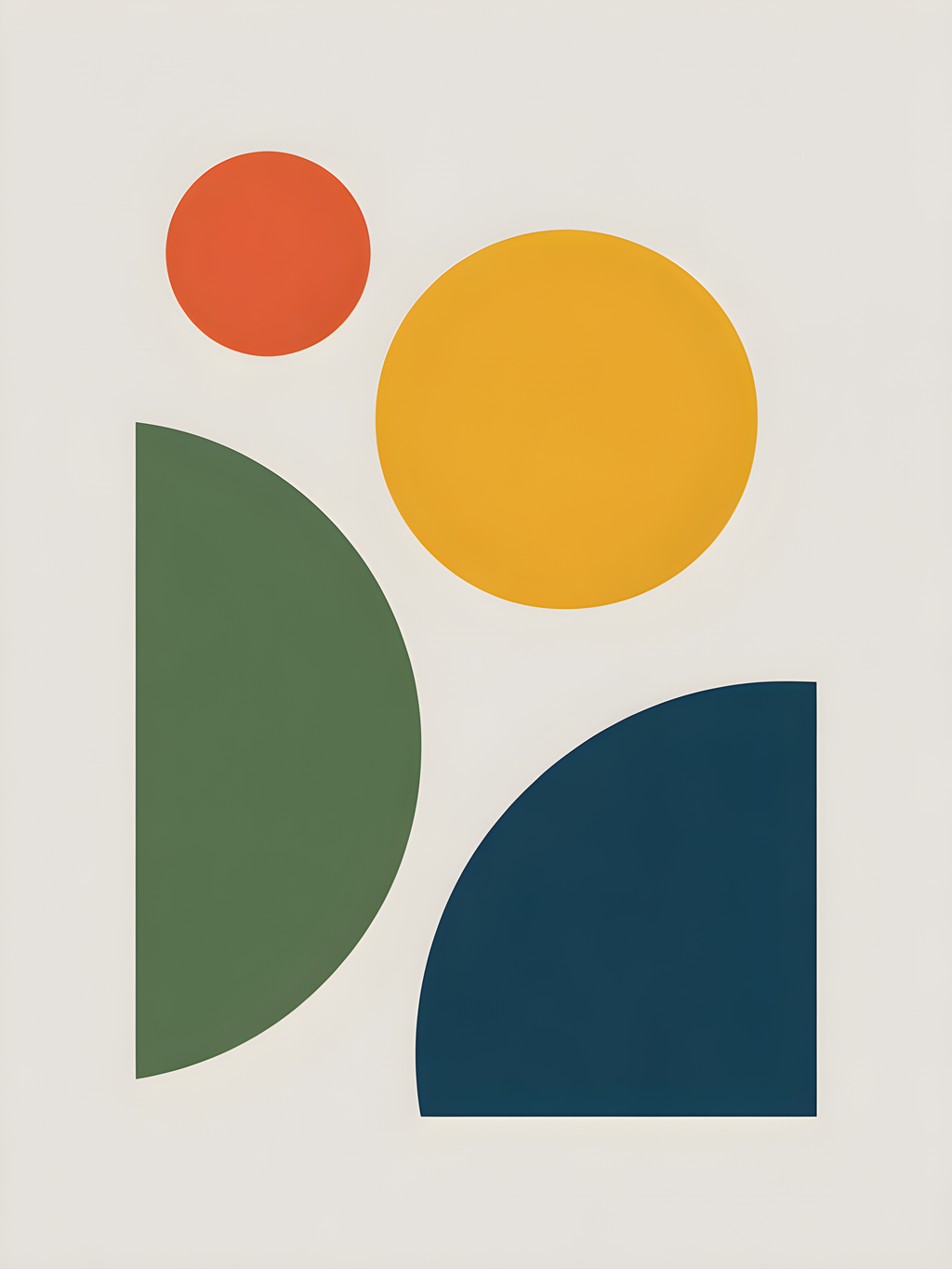 Minimalist Geometric Shapes in Green, Gold & Navy Wall Art