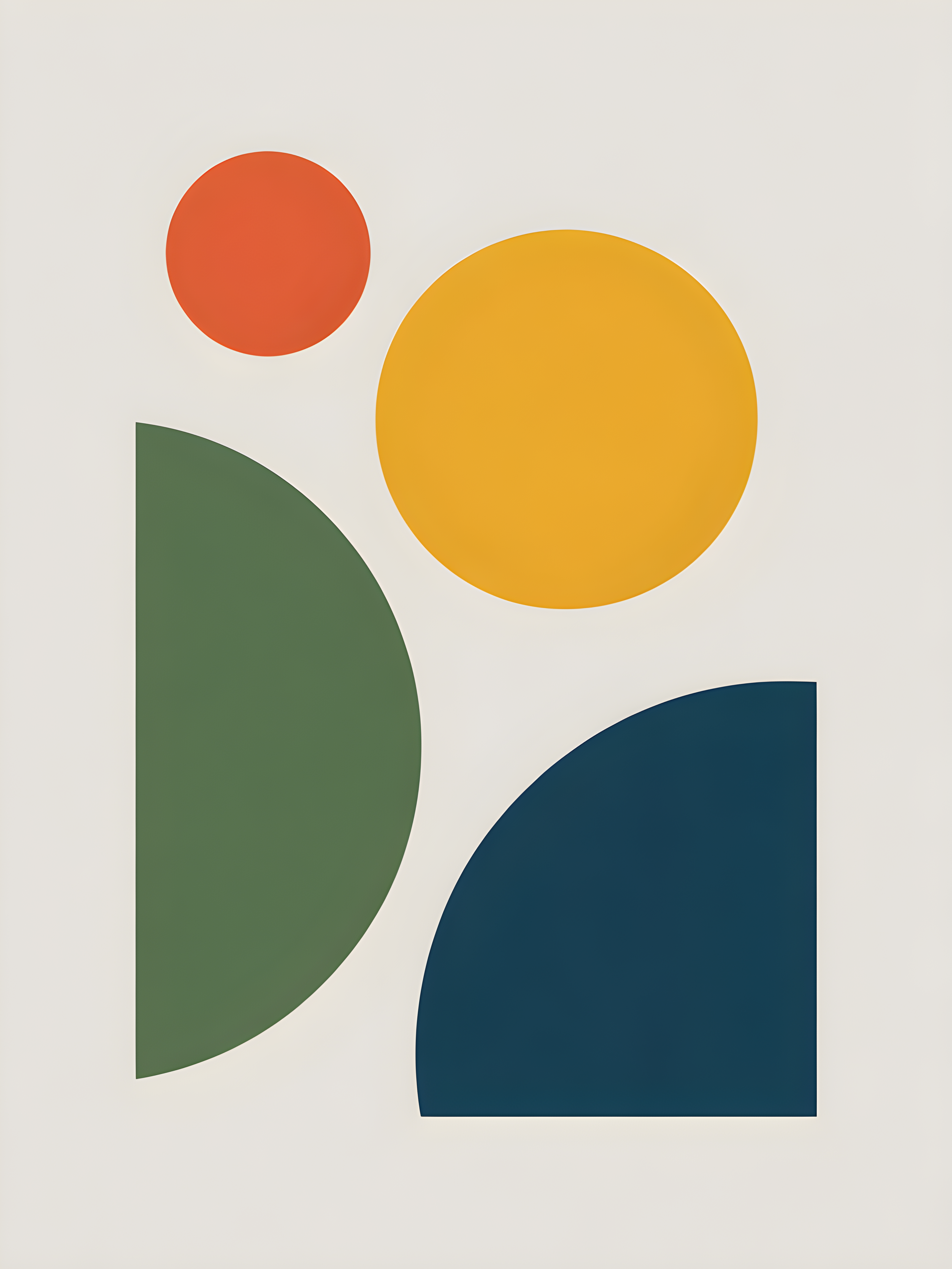 Minimalist Geometric Shapes in Green, Gold & Navy Wall Art