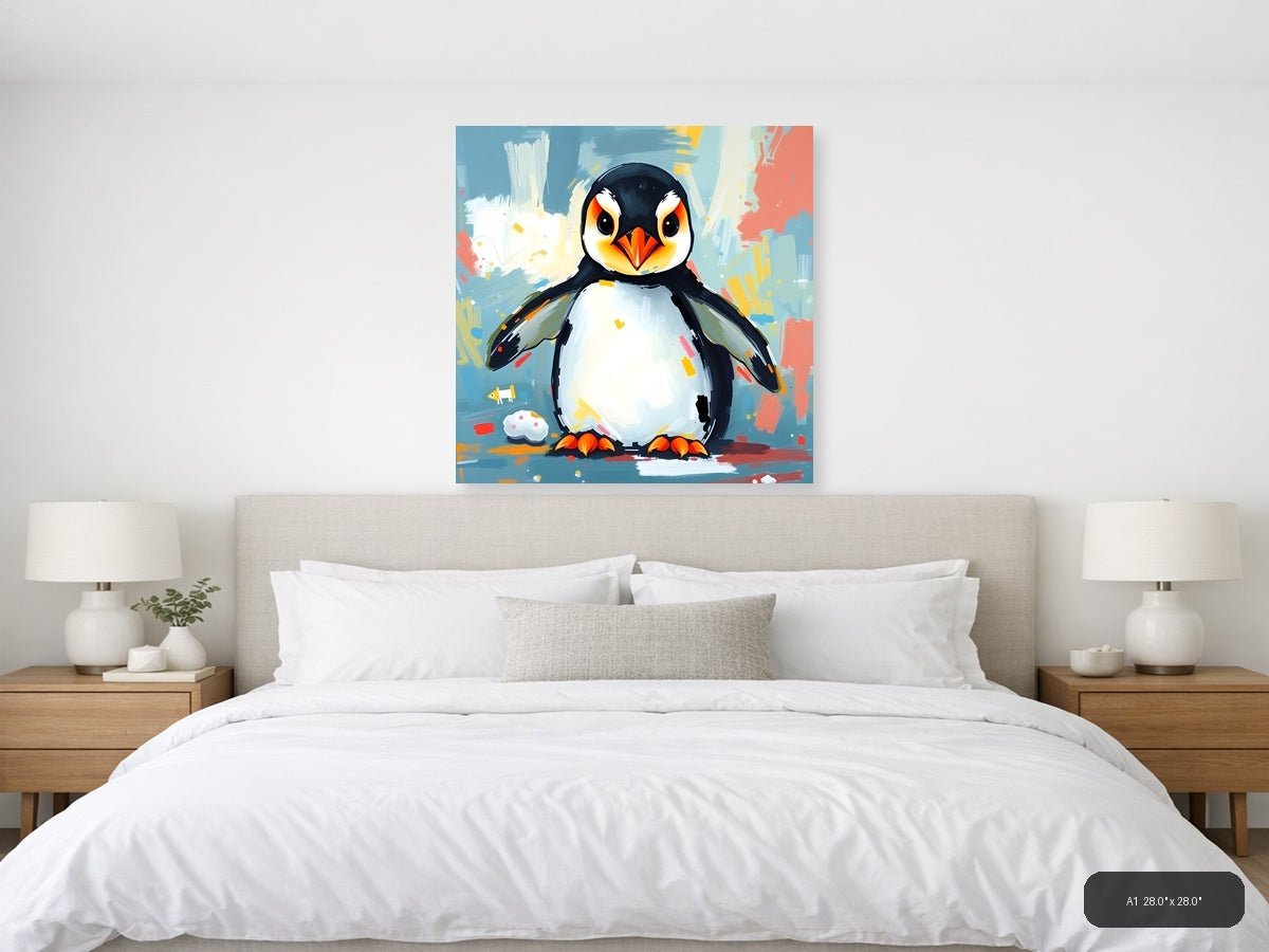 Colorful Abstract Penguin Modern Wall Art — A1 / Bedroom