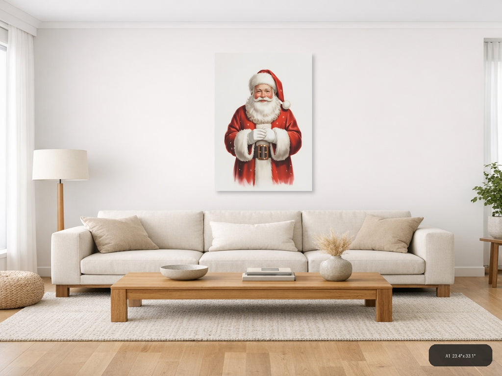 Classic Santa Claus Portrait Minimalist Wall Art — A1 / Living Room