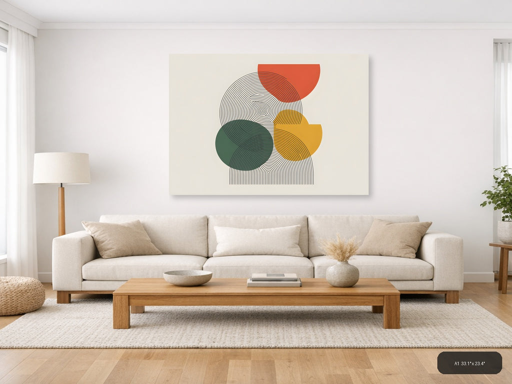 Abstract Line Art with Geometric Shapes Wall Art — A1 / Living Room
