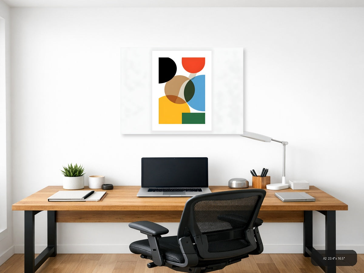 Minimalist Geometric Shapes Colourful Abstract Wall Art — A2 / Office
