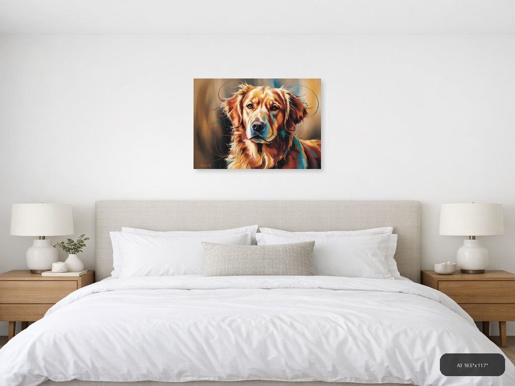 Abstract Golden Retriever Portrait - Modern Dog Wall Art — A3 / Bedroom