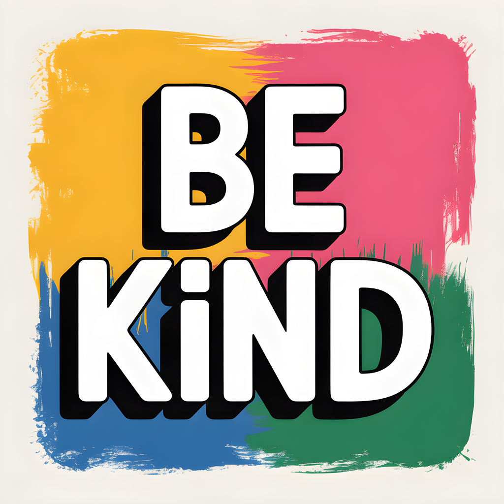 Be Kind Abstract Colorful Square Wall Art