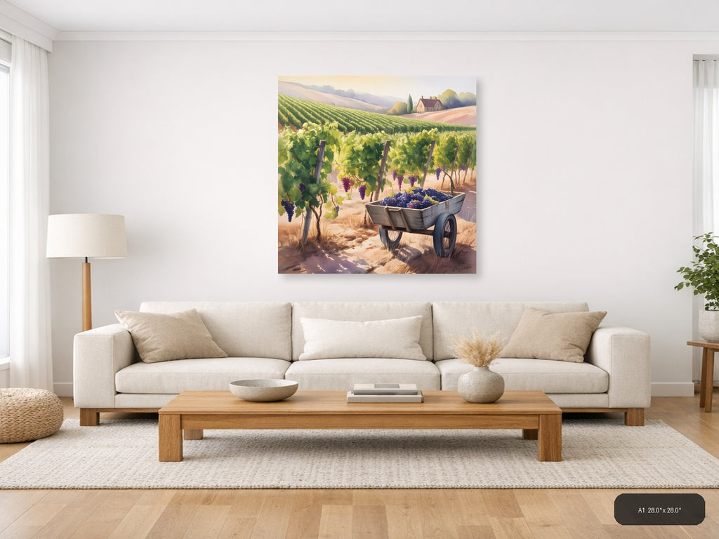 Vineyard Harvest Watercolor Wall Art — A1 / Living Room