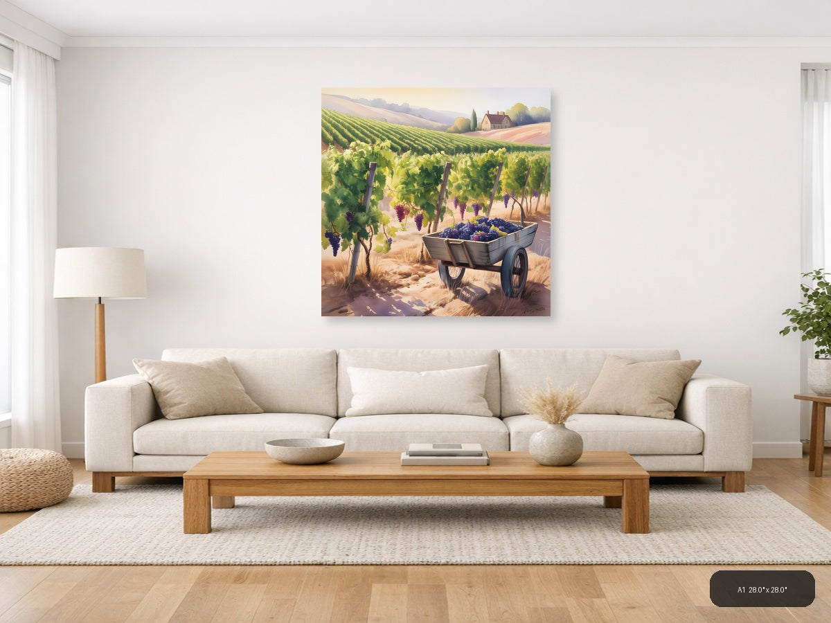 Vineyard Harvest Watercolor Wall Art — A1 / Living Room