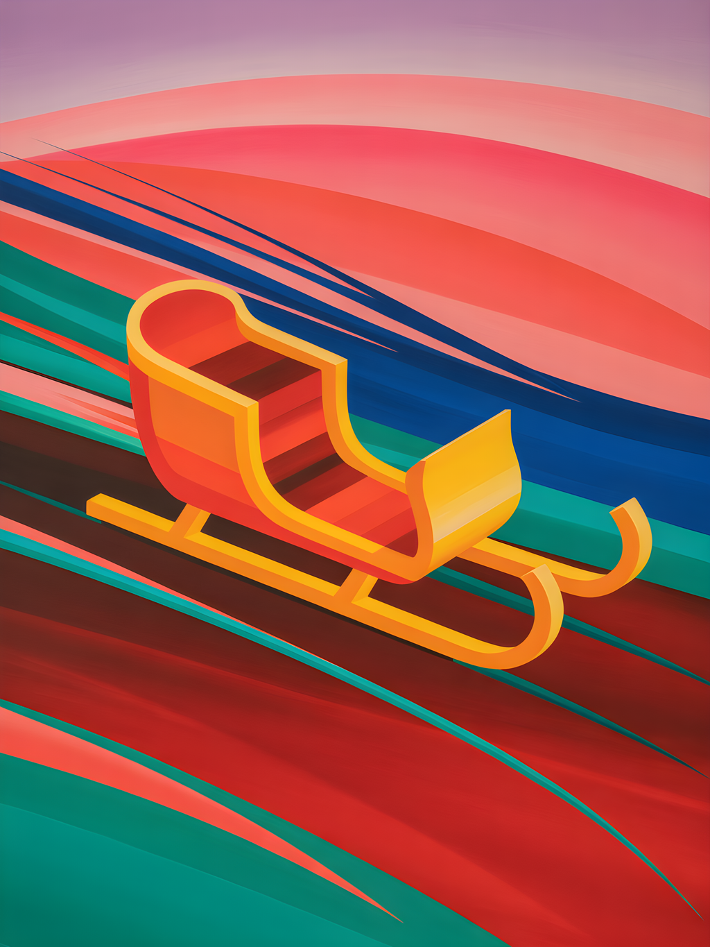 Colorful Abstract Sleigh Modern Geometric Wall Art