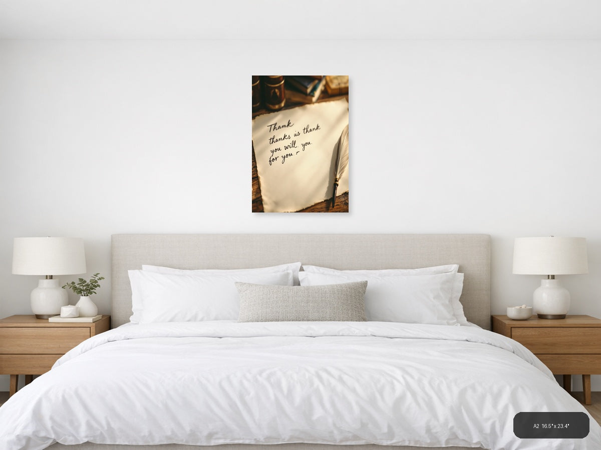 Vintage Handwritten Thank You Note Wall Art — A2 / Bedroom