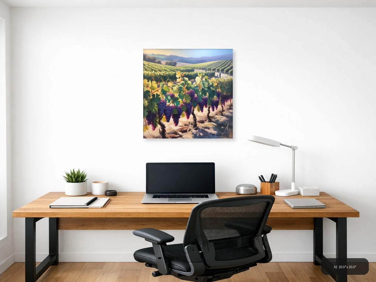 Purple Vineyard Landscape Abstract Wall Art — A2 / Office