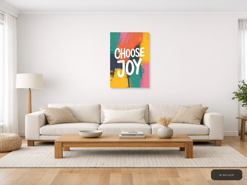 Choose Joy Abstract Colorful Brush Strokes Wall Art — A2 / Living Room