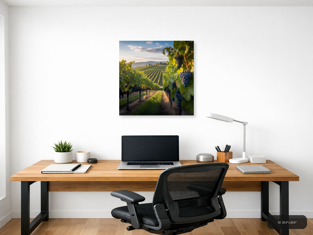 Tuscan Vineyard Sunset Photography Wall Art — A2 / Office
