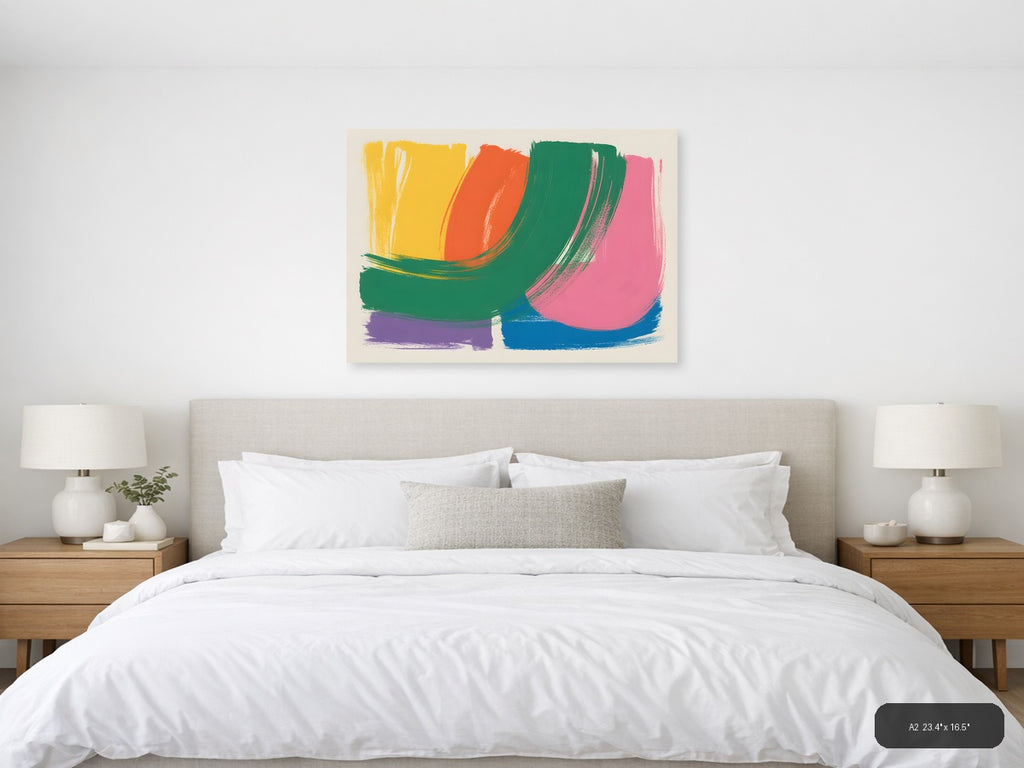 Vibrant Abstract Brushstrokes Landscape Wall Art — A2 / Bedroom
